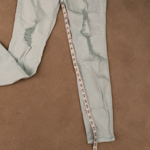 Revamped Mint Green Distressed Jeans - Picture 3 of 7